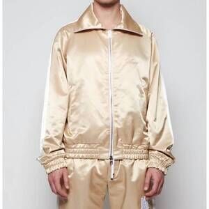 NEW AMIRI zip track stripe jacket in champagne white